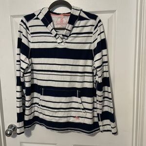 EUC Tommy Bahama pull over hoodie with kangaroo pocket. Navy stripes